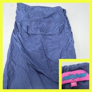 Edikted Navy Blue Rian Parachute Pants Baggy Cargo Y2K Streetwear Women's M/L